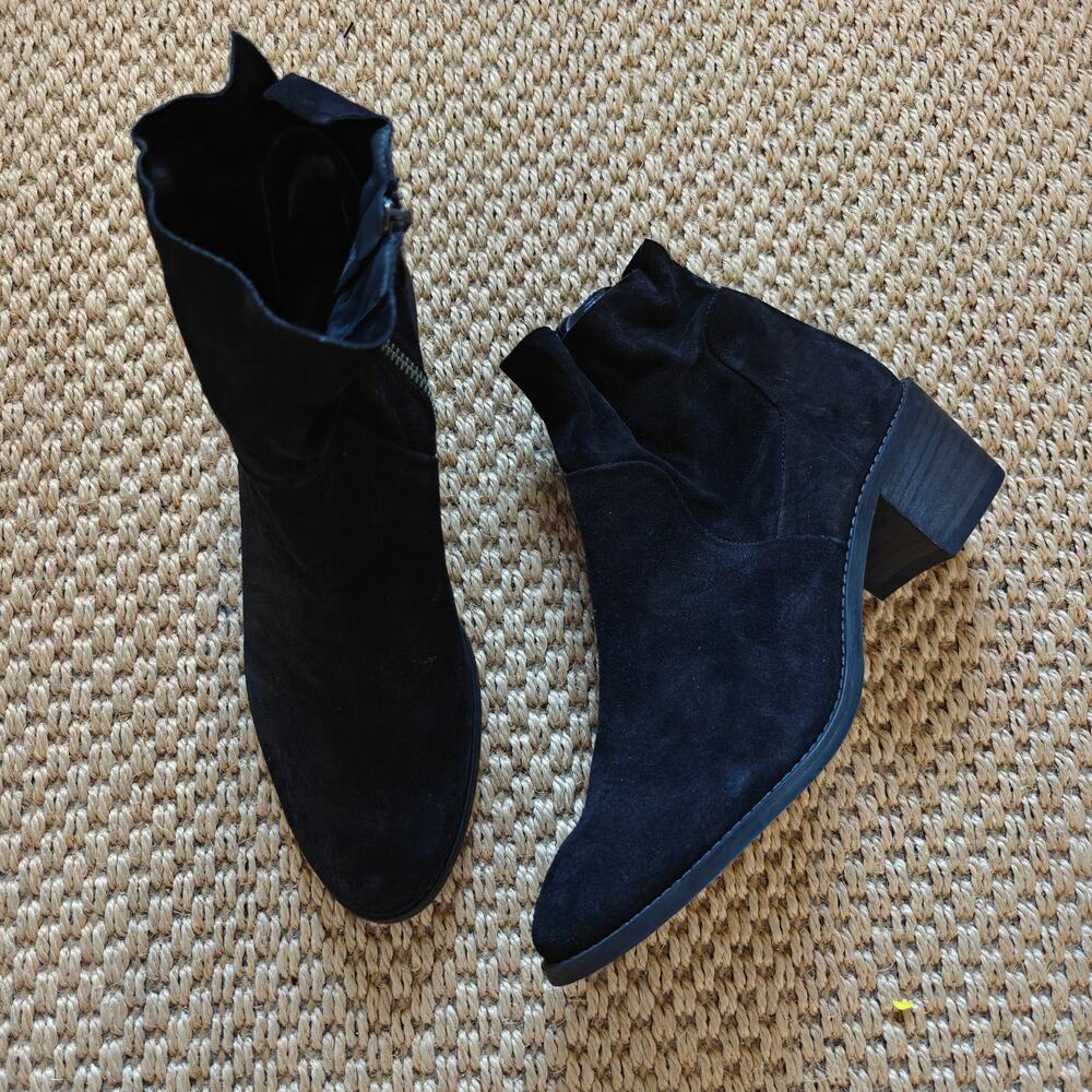 Paul Green Nicole Black Suede Ankle Boots UK5 US 7.5 Block Heel NWOB